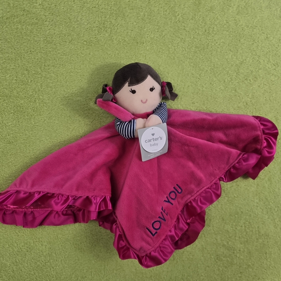 NWT 3M +UP Baby GIRL SECURITY BLANKET Carter's Pink Plush Doll LOVE YOU (Q2) - Picture 2 of 3